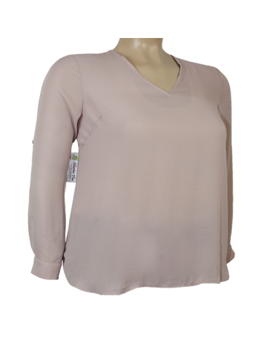 Blusa-talla-grande-gordita-4XL-palo-de-rosa-manga-larga-con-puño-LANE-BRYANT-R0665-
