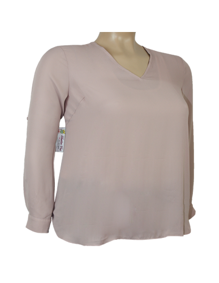 Blusa-talla-grande-gordita-4XL-palo-de-rosa-manga-larga-con-puño-LANE-BRYANT-R0665-