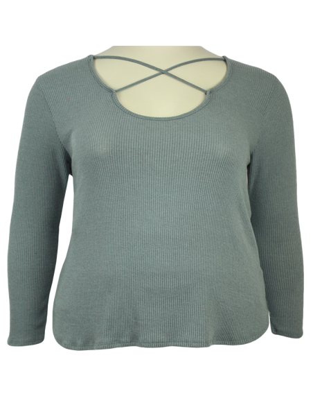 Blusa-talla-grande-gordita2XL-verde-detalle-de-tiras-cruzadas-CHARLOTTE-ROUSSE-R0689