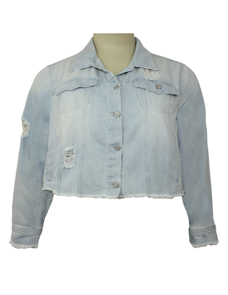 Chaqueta-talla-grande-gordita-3XL-jean-tono-claro-tipo-crop-cuatro-bolsillos-REFUGE-R0692-3XL