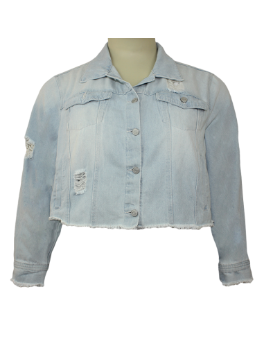Chaqueta-talla-grande-gordita-2XL-jean-tono-claro-tipo-crop-cuatro-bolsillos-REFUGE-R0692-2XL