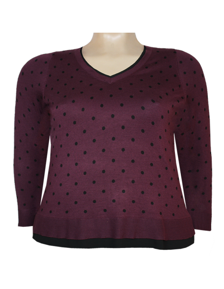 Saco-talla-grande-gordita-3XL-color-vinotinto-con-puntos-negrosLANE-BRYANT-R0694-1
