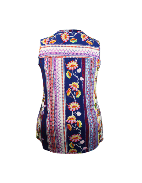 Blusa-talla-grande-gordita-2XL-con-cuello-en-V-con-flores-y-manga-sisa-WESTPORT-R0700-2XL