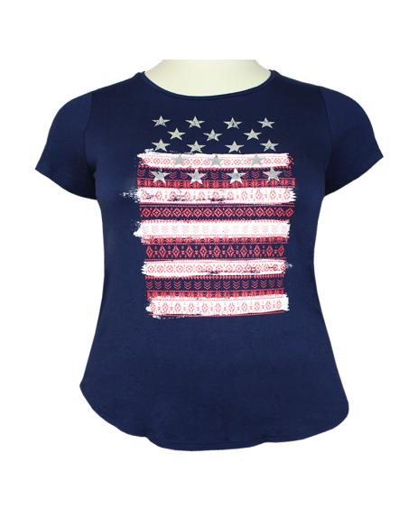 Blusa-talla-grande-gordita-2XL-azul-oscuro-con-estampado-manga-corta-WESTPORT-R0703