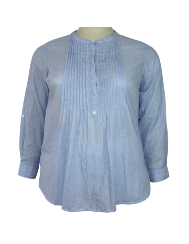 Blusa-talla-grande-2XL-tono-azul-claro-cuello-chino-manga-larga-WESTPORT-R0707