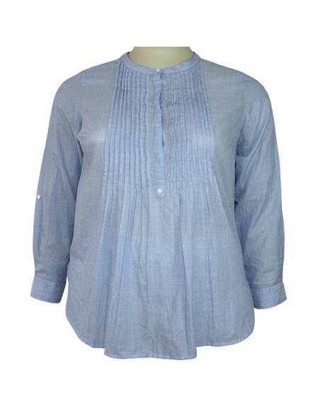 Blusa-talla-grande-2XL-tono-azul-claro-cuello-chino-manga-larga-WESTPORT-R0707