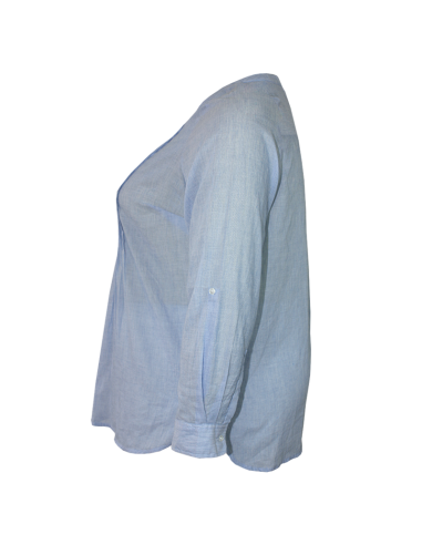 Blusa-talla-grande-2XL-tono-azul-claro-cuello-chino-manga-larga-WESTPORT-R0707