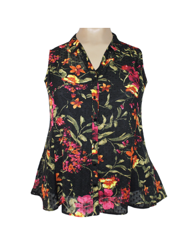 Blusa-talla-grande-gordita-3XL-color-negro-con-diseño-de-flores-otoñales-ROZ-&-ALI-R0711