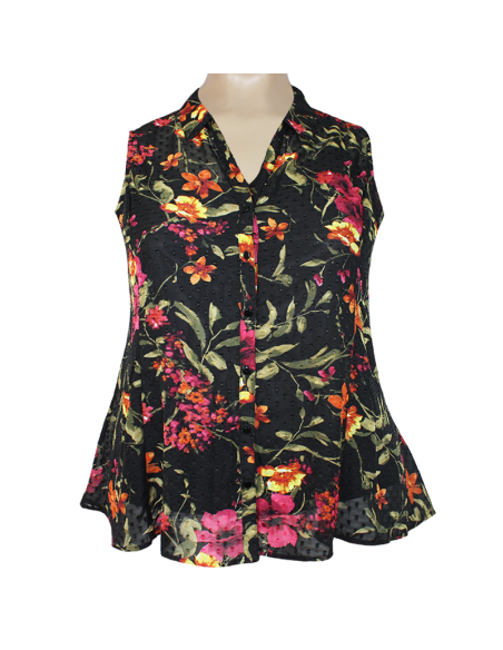 Blusa-talla-grande-gordita-3XL-color-negro-con-diseño-de-flores-otoñales-ROZ-&-ALI-R0711