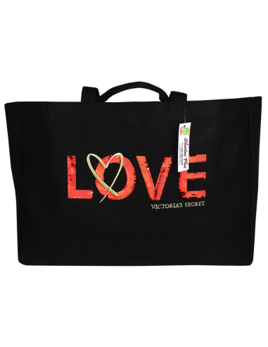 Bolso-marca-VICTORIA´S-SECRET-original-para-mujer-color-negro-con-estampado-"LOVE"-R0738