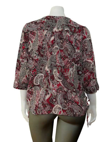 Blusa-talla-grande-gordita-cuello-bandeja-manga-3/4-arabescos-3XL-R0752