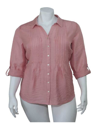 Blusa-talla-grande-gordita-botones-pliegues-manga-3/4-rosado-2XL-R753