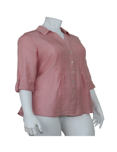 Blusa-talla-grande-gordita-botones-pliegues-manga-3/4-rosado-2XL-R753