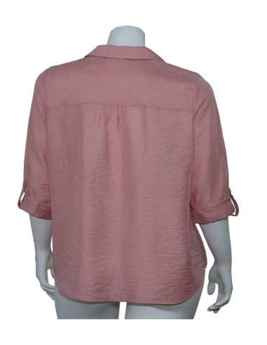 Blusa-talla-grande-gordita-botones-pliegues-manga-3/4-rosado-2XL-R753