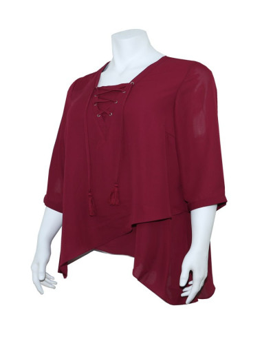 Blusa-talla-grande-gordita-cuello-bandeja-manga-3/4-arabescos-3XL-R749