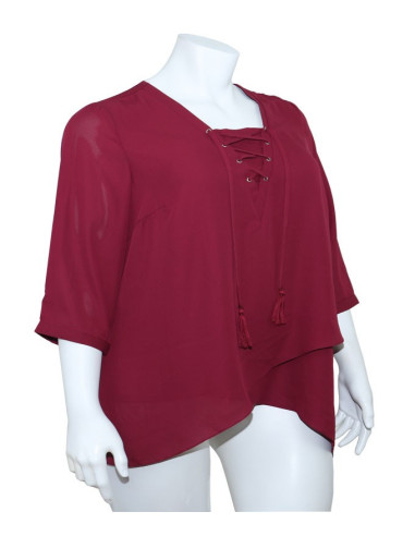 Blusa-talla-grande-gordita-cuello-bandeja-manga-3/4-arabescos-3XL-R749