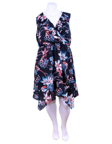 Blusa-talla-grande-gordita-cuello-bandeja-manga-3/4-arabescos-3XL-R749