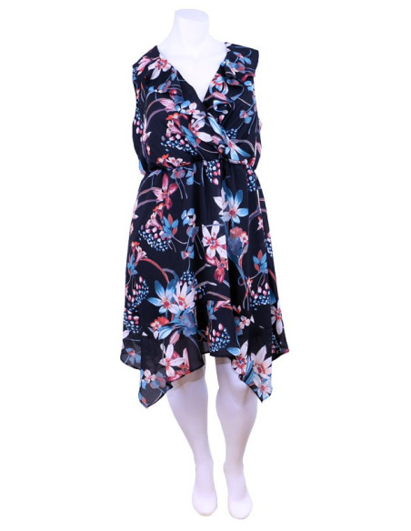 Blusa-talla-grande-gordita-cuello-bandeja-manga-3/4-arabescos-3XL-R749