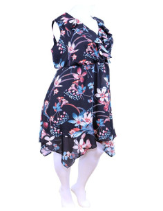 Blusa-talla-grande-gordita-cuello-bandeja-manga-3/4-arabescos-3XL-R749 2