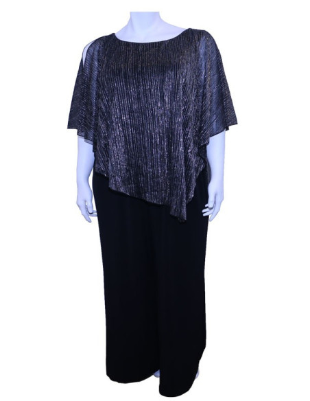 Blusa-talla-grande-gordita-cuello-bandeja-manga-3/4-arabescos-3XL-R749