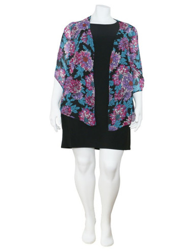 Blusa-talla-grande-gordita-cuello-bandeja-manga-3/4-arabescos-3XL-R749