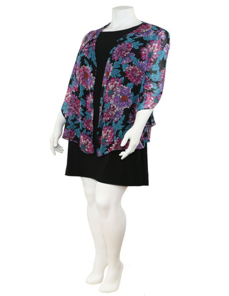 Blusa-talla-grande-gordita-cuello-bandeja-manga-3/4-arabescos-3XL-R749