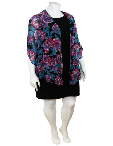 Blusa-talla-grande-gordita-cuello-bandeja-manga-3/4-arabescos-3XL-R749