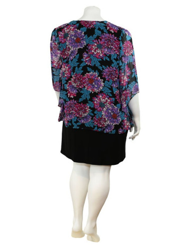 Blusa-talla-grande-gordita-cuello-bandeja-manga-3/4-arabescos-3XL-R749