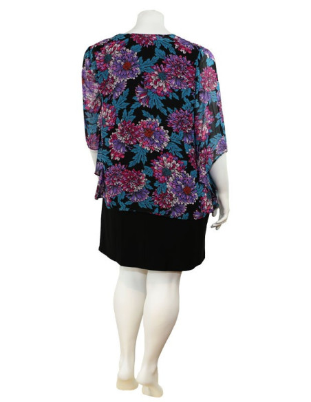 Blusa-talla-grande-gordita-cuello-bandeja-manga-3/4-arabescos-3XL-R749