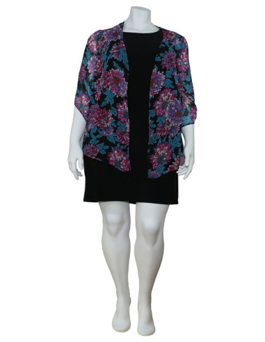 Blusa-talla-grande-gordita-cuello-bandeja-manga-3/4-arabescos-3XL-R749