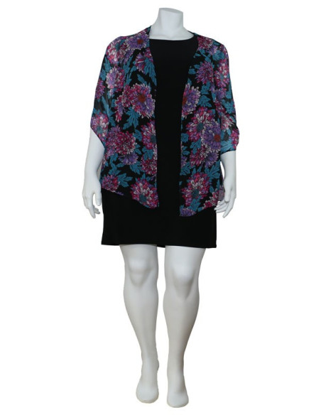 Blusa-talla-grande-gordita-cuello-bandeja-manga-3/4-arabescos-3XL-R749