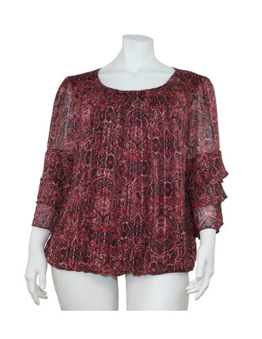 Blusa-talla-grande-gordita-cuello-bandeja-manga-3/4-arabescos-3XL-R749