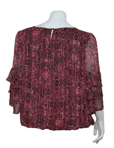 Blusa-talla-grande-gordita-cuello-bandeja-manga-3/4-arabescos-3XL-R749