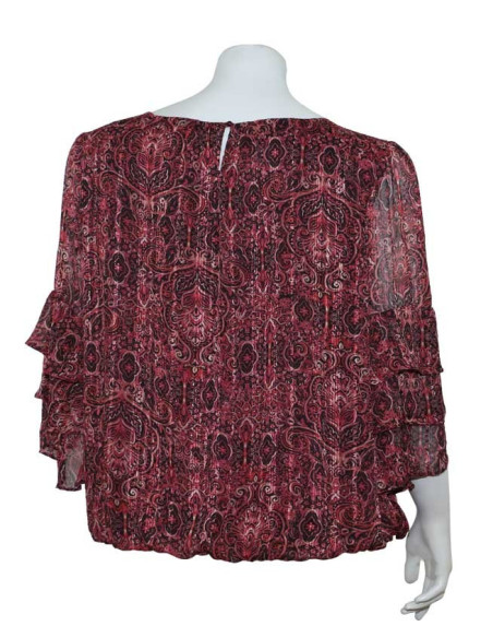 Blusa-talla-grande-gordita-cuello-bandeja-manga-3/4-arabescos-3XL-R749