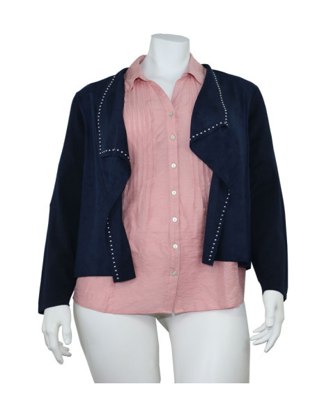 Blusa-talla-grande-gordita-cuello-bandeja-manga-3/4-arabescos-3XL-R749