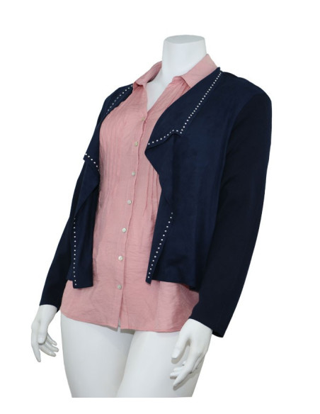 Blusa-talla-grande-gordita-cuello-bandeja-manga-3/4-arabescos-3XL-R749