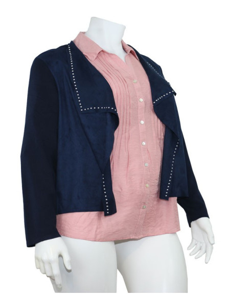 Blusa-talla-grande-gordita-cuello-bandeja-manga-3/4-arabescos-3XL-R749