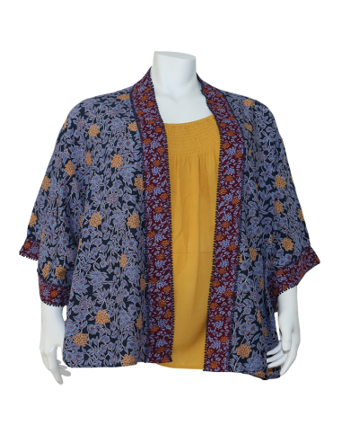 Blusa-talla-grande-gordita-cuello-bandeja-manga-3/4-arabescos-3XL-R749