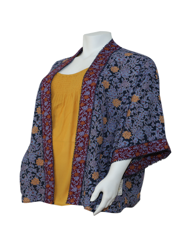 Blusa-talla-grande-gordita-cuello-bandeja-manga-3/4-arabescos-3XL-R749
