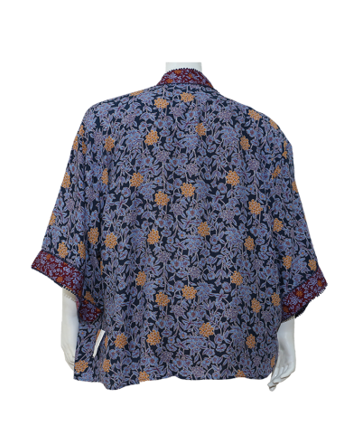 Blusa-talla-grande-gordita-cuello-bandeja-manga-3/4-arabescos-3XL-R749