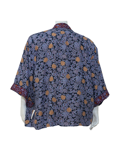 Blusa-talla-grande-gordita-cuello-bandeja-manga-3/4-arabescos-3XL-R749