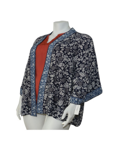 Blusa-talla-grande-gordita-cuello-bandeja-manga-3/4-arabescos-3XL-R749