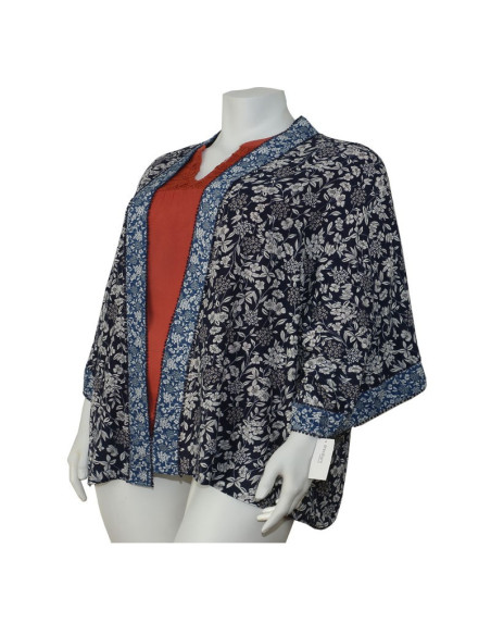 Blusa-talla-grande-gordita-cuello-bandeja-manga-3/4-arabescos-3XL-R749