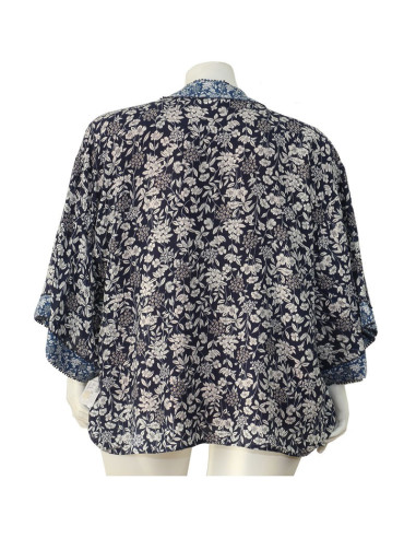 Blusa-talla-grande-gordita-cuello-bandeja-manga-3/4-arabescos-3XL-R749