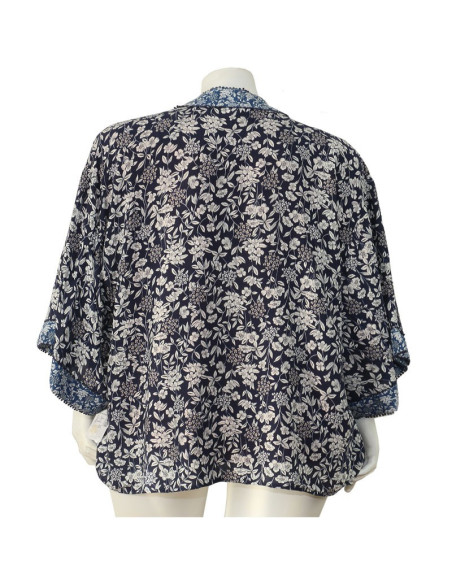 Blusa-talla-grande-gordita-cuello-bandeja-manga-3/4-arabescos-3XL-R749
