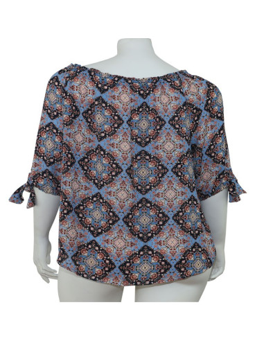 Blusa-talla-grande-gordita-cuello-bandeja-manga-3/4-arabescos-3XL-R749