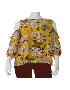 Blusa-talla-grande-gordita-cuello-bandeja-manga-3/4-arabescos-3XL-R749