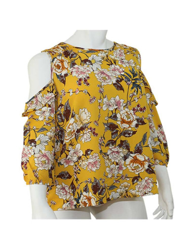 Blusa-talla-grande-gordita-cuello-bandeja-manga-3/4-arabescos-3XL-R749