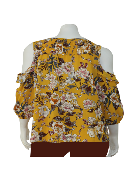 Blusa-talla-grande-gordita-cuello-bandeja-manga-3/4-arabescos-3XL-R749